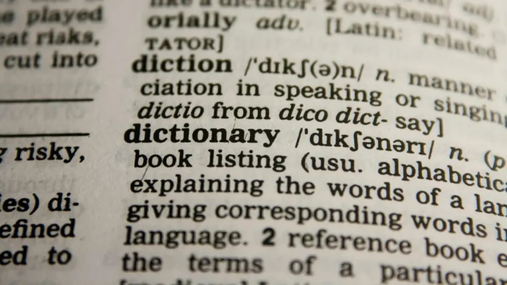 a page in a dictionary