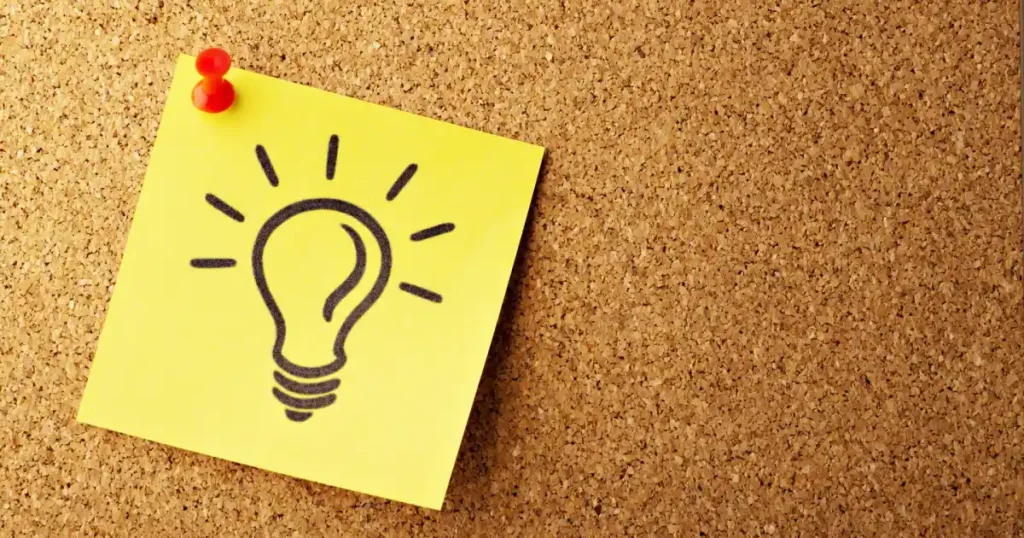 a yellow note showing a light bulb Important