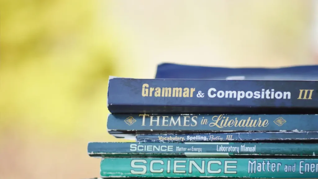 grammar books stacked on top of each other