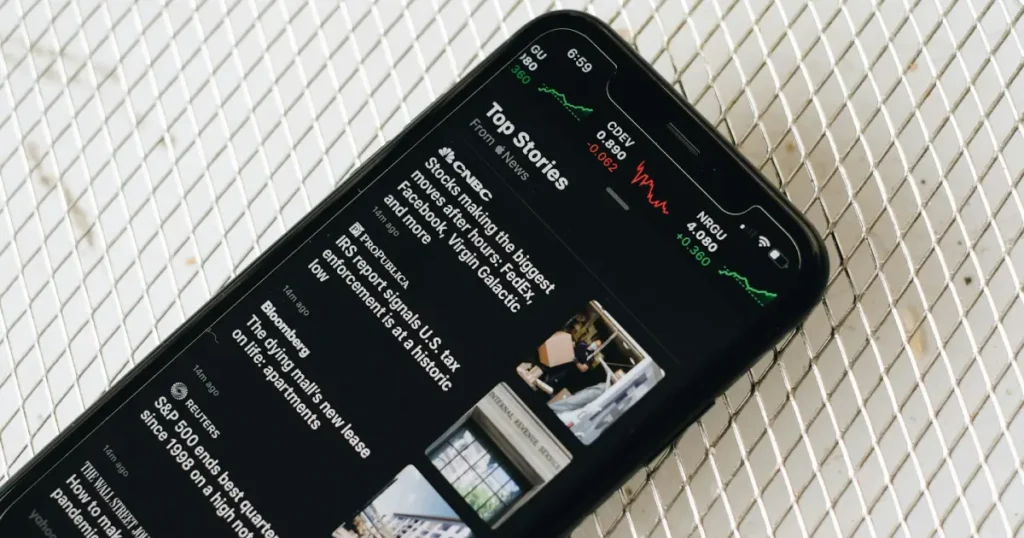 checking news on mobile