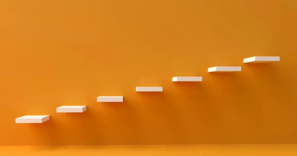 steps progressing improving on the wall