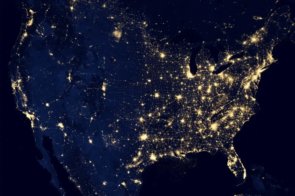 the world shot by nasa, countries at night